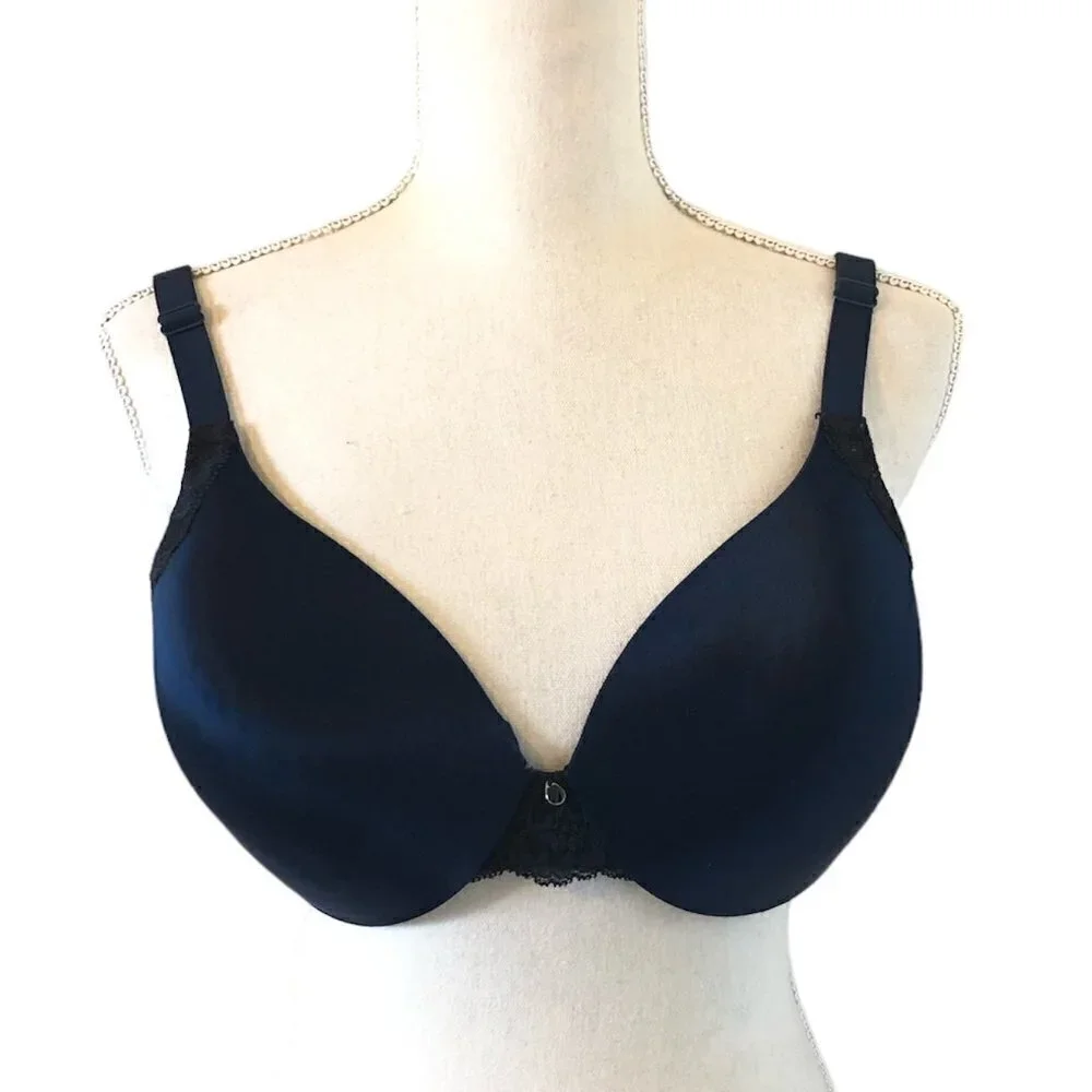 MAIDENFORM Bra Women's Size 34DD Blue Navy Lace Details